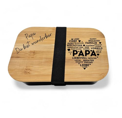 Druckerino Brotdose: Papa Du bist wunderbar I Brotdose für Papa I Geschenk Vatertag | Vatertagsgeschenk für Papa | Lunchbox Erwachsene | Gravur bester Papa Geschenkideen