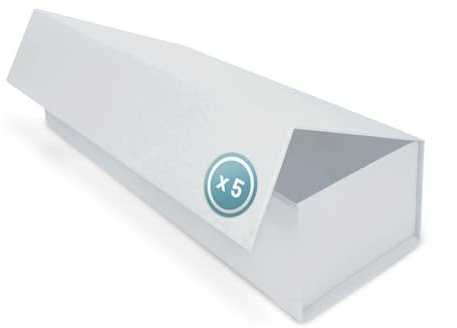 Verpackungswelt Geschenk-Box mit Deckel | 35 x 12 x 12 cm (5er Pack) | Geschenk-Karton mit Magnet-Verschluss | Perfekt für Geburtstag, Hochzeit, Weihnachten, Geburt | Geschenk-Verpackung in Weiß