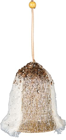 Goldene Weihnachtsmannglocke 12 cm – Weihnachtsbaum hängende Dekorationen Festliche dekorative Ornamente Märchen Thema Weihnachtsbaum Anhänger