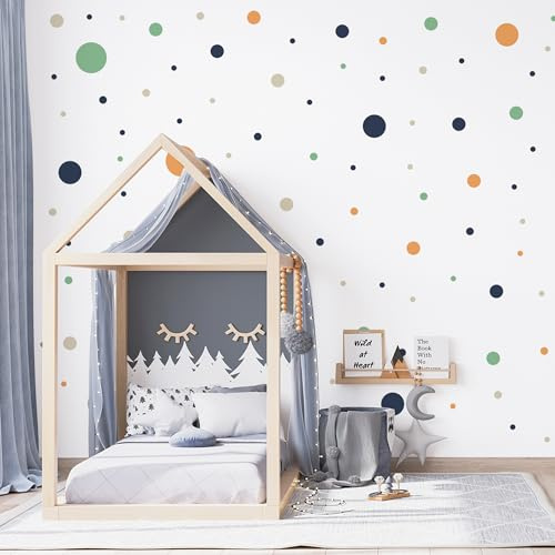 Muralo 150 Stück Wandtattoo, Mädchen, Klebepunkte, Bunt, Dots - 60x30 cm | Wandsticker, Modernes Design - ideal für Kinderzimmer, Babyzimmer, Ein echter Blickfang im Raum, einfach anzubringen