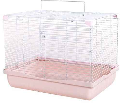 SYSZSYHD Großer Hamsterkäfig, Lebensraum für Nagetiere, Rennmäuse, Kleintierhaus, atmungsaktive Haustierbox, Abnehmbarer Hamsterkäfig aus Metalldraht (Rosa)