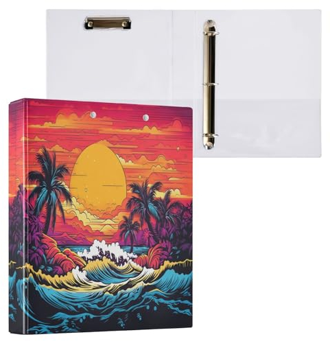 Tropischer Sonnenuntergang am Meer, 3-Ringordner mit Klemmbrett, Aktenordner für Büro, Schule, mit Tasche