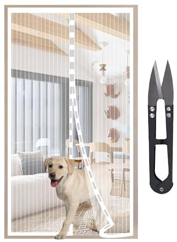 HW CASA Zanzariera Magnetica 140x280 con 34 Potenti Magneti e 2 Blocchi di Peso,Zanzariera Porta Si Chiude da Sola,Tenda Zanzariera per Impedire Ingresso di Mosche e Zanzare,Facile da Installare