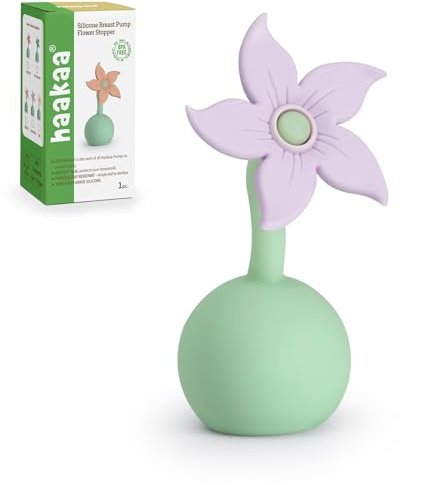 haakaa Manuelle Milchpumpe, Blumenstopfen (Lavendel) – aus hochwertigem Silikon, BPA-frei, kompatibel mit allen haakaa Milchpumpen