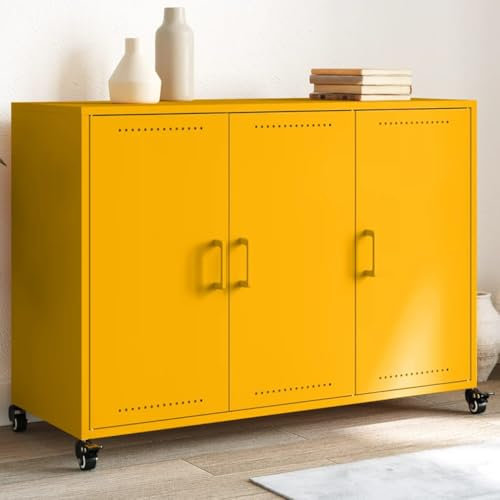 Xichuzi Sideboard Senfgelb 100,5x39x72 cm Kaltgewalzter Stahl, Kommode Schlafzimmer, Kommoden & Sideboards, Wohnzimmerschrank, Flur Kommode, Zimmer Möbel - 846683