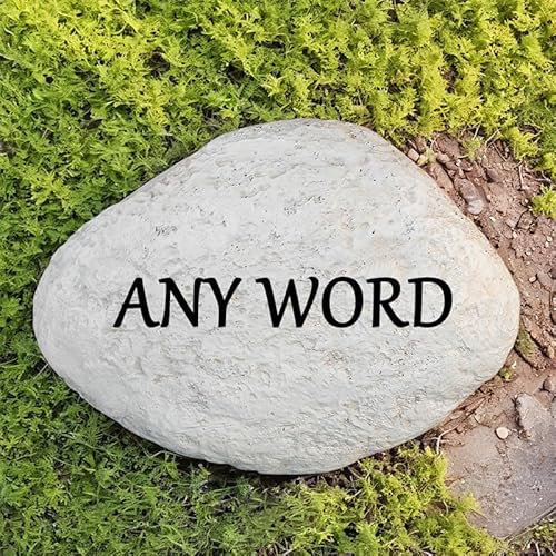 Generico Pietra commemorativa da giardino personalizzata incisa con qualsiasi parola, pietra decorativa da giardino, targa commemorativa per animali domestici da esterno