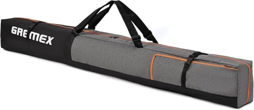 GREMEX Skitasche 180 cm - Wasserdicht umd robust - Leichte Tasche für 1 Paar Ski - Ergonomischer kompakter Skisack - Alpin Ski Zubehör Reise Sport Ausrüstung - Praktisch für Transport und Aufbewahrung