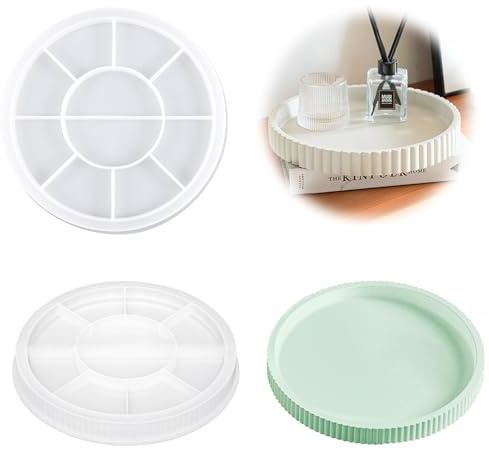 Forbabe Silikonform Schale Tablett Rund, Silicone Molds Tray 22.5cm | Silikonformen Gießformen Tablett, Silikonform Teller mit Rand, Gießformen Silikon von Obst Tee Schmuck Teller