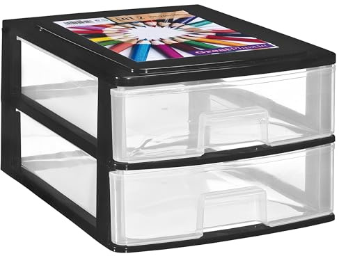 Schubladenbox DIN A4 mit 2 Schubladen 35,5x26,5x18cm Kunststoff Tower Box