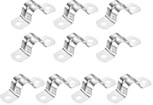 sourcing map Rigid Pipe Straps 16mm(0.63) 304 Stainless Steel 20Pcs | 2 Hole U-Shaped Bracket,Tube Hanger Pipe Clamps,for Fixing Pipe Cable