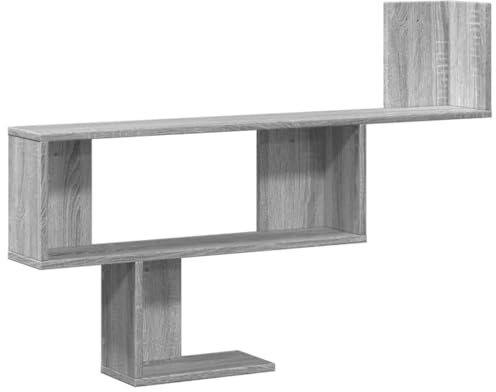 QJBSAVVA Mensola Ingresso Scaffale da Parete Sospeso Porta Cd Comodino Sospeso - Scaffale a Muro Grigio Sonoma 100x15x70 cm in Truciolato per Bagno Muro Cucina Doccia