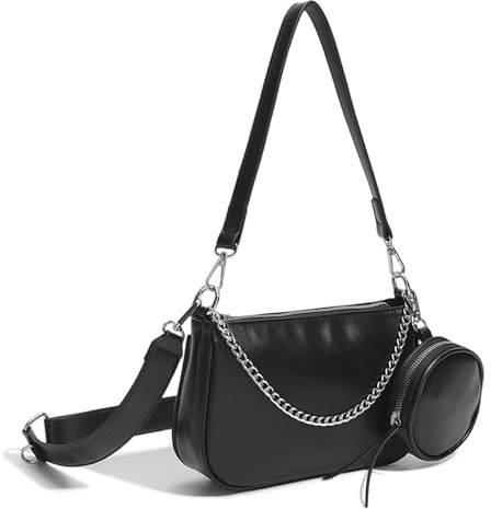 Mabecol Umhängetasche Damen Klein, PU Leder Schultertasche, Mini Handtasche | Y2K Hobo Bag, Retro Crossbody Tasche Damen Mit Zwei Abnehmbaren Riemen Für Alltag, Freizeit, Party Und Shopping