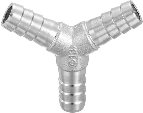 sourcing map 1/2 Y Shape Hose Barb Pipe Fitting, 304 Stainless Steel 3 Way Pipe Hose Pipe Fitting Adapter for Vacuum Systems, Industrial Pipe Connections, Silver