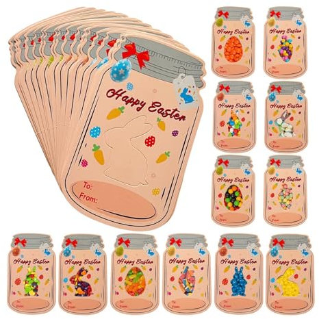 Bohany 48X Osterkarten Für Kinder,Flaschenform Urlaubskarten,Bunte Osterpostkarten,Ostereier-Grußkarten,Ostereier-Notizkarten,lustige Retro-Frühlings-Notizkarte,Grußkarten Für Kundenfamilienstudenten