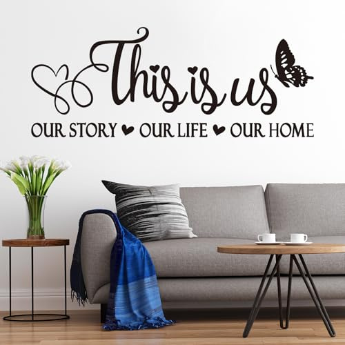 Inspirational Family Quotes Wall Stickers: Home Vinyl Art Wall Decals for Living Room Kitchen - This is Us Our Story Our Life Our Home 23 X 9