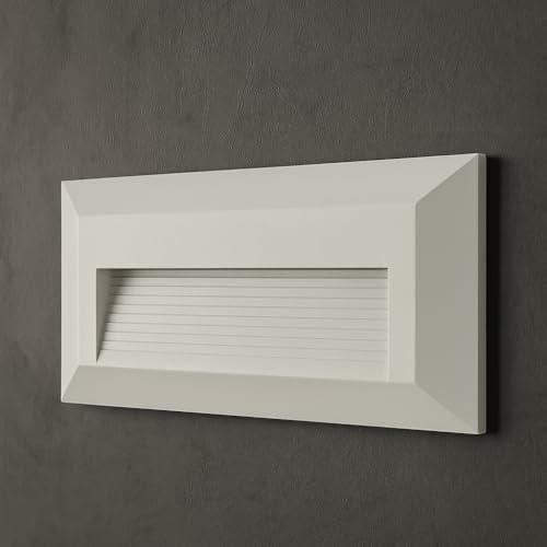 FactorLED Applique LED per esterni, 6 W (60 W) Faro rettangolare per scale, superficie parete, IP65 impermeabile, CCT luce selezionabile 3000 K 4000 K e 6000 K (bianco, 1 pezzo)