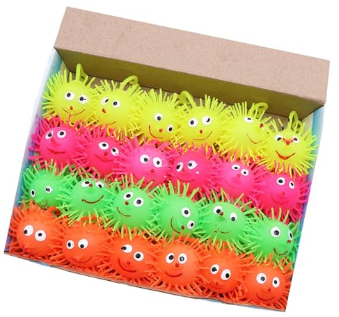 Montesy LED-Pufferbälle, Valentinstagskarten für Kinder, Klassenzimmer, Beleuchtung, Stressbälle, Party, Hüpfbälle, Goodie-Tütenfüller, 24 Stück