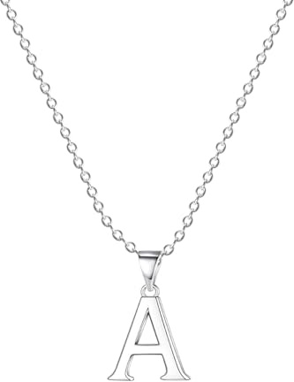 Jokmeo Collar con Letra Inicial A de Plata de Ley 925, fino collar colgante de letra plateada, perfecto para el uso diario de la mujer.