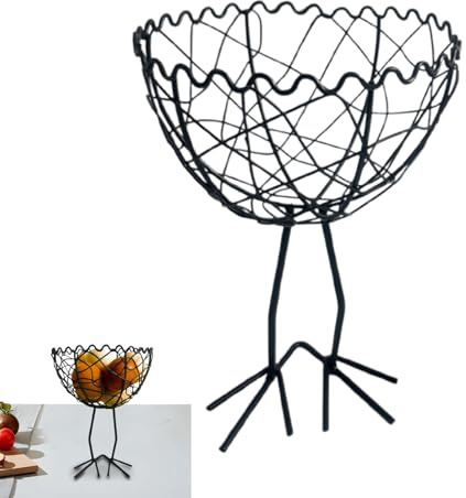 Egg Basket - 8 Inch Farmer Household Holder | Iron Kitchen - Large Countertop Capacity for Eggs, Bread, and Easter Treats, Rustic Decorative Basket, Ideal for Eggs