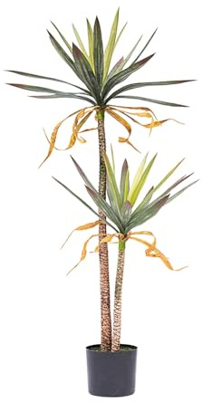 Artificial Dracaena Silk Tree in Pot, Lifelike Faux Yucca Floor Plant for Home Office Indoor Outdoor Decor