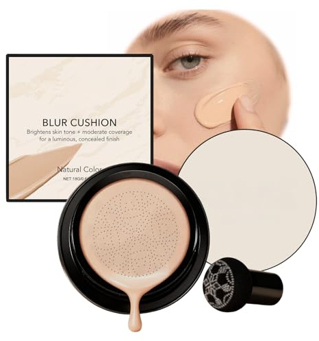 Foundation Cushion - Full Coverage & Moisturizing CC Cream Foundation - Mushroom Head Cushion Foundation - Concealer, Brighten, Long Lasting And Natural BB Cream For All Skin Types Face Make up (Warm)