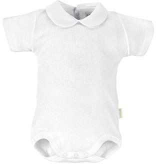 Cambrass Unisex Baby kortärmad bodysuit med krage, Vitt, 3 Månader