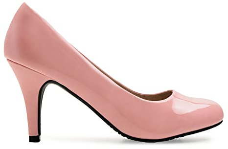 Andrés Machado - Eleganta klackar för kvinnor och flickor med 9,5 cm klack - AM422 - Rund tå - Vacker klack - Denna modell är i liten storlek - Rosa lackskinn, EU 43