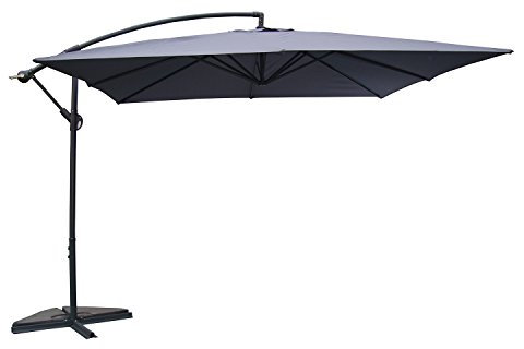 CONCEPT USINE | Parasol Déporté Carré Inclinable 3x3 m Solenzara Gris | Manivelle Anti-Retour Plage Balcon Jardin | Baleines Armature Pied Acier | 100% Polyester | Protection UV 50+ Imperméable