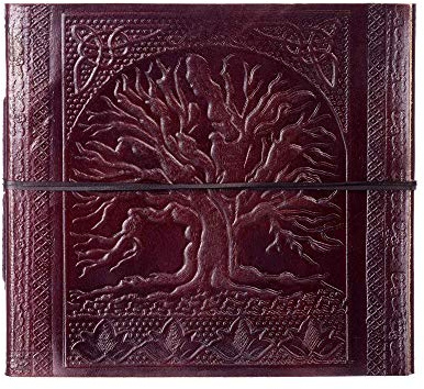 Paper High Large Tree Of Life Embossed Leather Photo Album - to fit 120 6x4 or 60 7x5 Photos - 24 x 26 cm - Fair Trade & Handmade - Photography Gifts