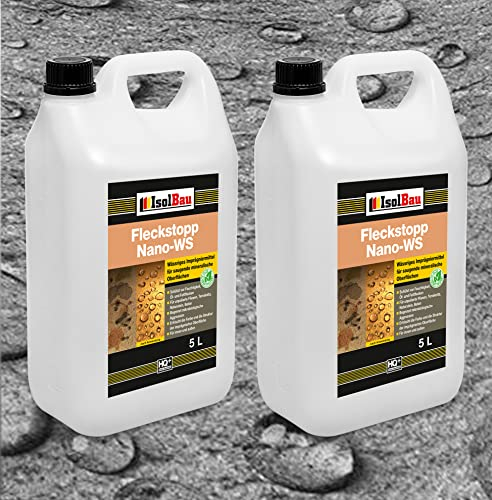 Isolbau Fleckstop Nano-WS - Imprägniermittel zur Imprägnierung von Naturstein, Beton, Fliesen, innen & außen - 2 x 5 Liter