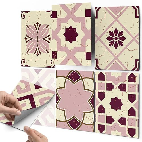 CREATISTO Fliesenaufkleber Fliesenfolie Mosaikfliesen - Klebe Folie für Wandfliesen I Stickerfliesen - Mosaikfliesen für Küche, Bad, WC Bordüre (20x25 cm I 6 -Teilig)
