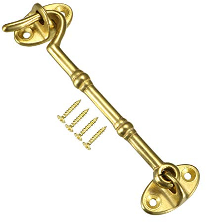 sourcing map 1Stk. 4,1 Kabine Ösenverschluss Tür Messing Haken mit Montageschrauben Golden