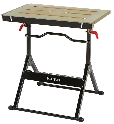 Klutch Adjustable Steel Welding Table - 30in.L x 20in.W x 32 5/8in.H