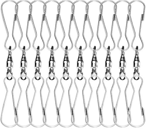 Anley Pack of 10 Windsock Clips - 3 Dual Swivel Hook & 360° Rotatable & Anti-wrap & Stainless - Ideal for Wind Spinners, Small Plants Pots, Bird Feeders, Flags, Party Supplies