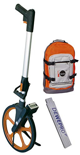 NEDO® Leichtmessrad DIGITAL Set - Präzisionsrad mit Trekking-Rucksack inkl. DEWEPRO Zollstock 2m - Messwerkzeug für die Streckenmessung