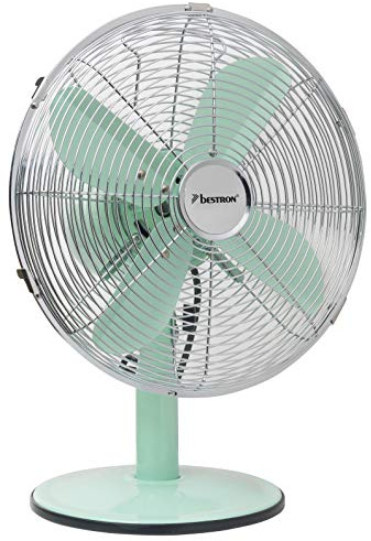 Bestron Ventilateur de Table Mobile Ø 35Cm, Ventilateur Design avec 3 Niveaux de Vitesse & Fonction Oscillation 75°, Hauteur : 35 Cm, 35 Watts, Dft35M, Couleur: Menthe