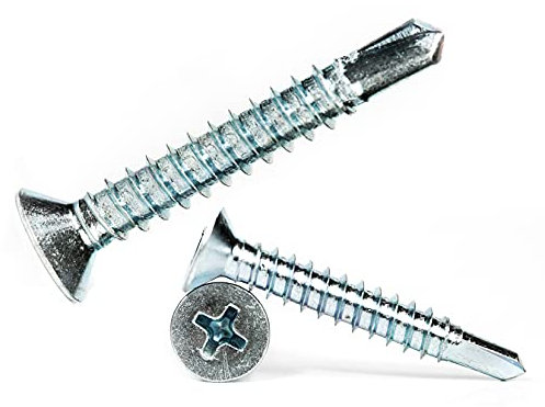 4.2mm x 25mm Self Drilling Countersunk Screws Steel Self Tapping Screws for Metal Sheets Roofing Windows (Pack of 50) F12BC