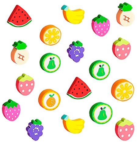 Radiergummi Set - 50 Stück Obst Mini Neuheit Radierer für Party Favors, Bleistift Geschenke