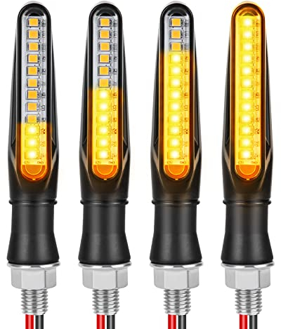 URAQT 4pcs Motorcycle Indicators, Flowing Mode Turn Signal Lights, Motorcycle Turning Indicators, 12V 12 LED Universal Waterproof for Scooter Quad Cruiser Off Road