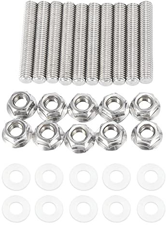 X AUTOHAUX 10pcs Stainless Steel Exhaust Manifold Bolt Stud Hardware for Car