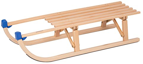 COLINT Holz Klapp-Schlitten Davos - 100 cm - klappbarer Holz Rodelschlitten TÜV geprüft - klassischer Kinderschlitten aus Buchenholz faltbar