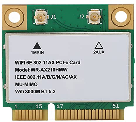Bewinner Tarjeta De Red Inalámbrica, 5374M WiFi 6E 5G Triple Banda Gigabit 6GHz Banda PCB Tarjeta WiFi, Tarjeta De Red De Tecnología De Subprocesos Múltiples con Puerto Mini PCIE