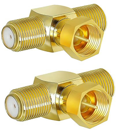 TUOLNK Connecteur répartiteur de Type F F mâle vers Double F Femelle Adaptateur Triple T connecteur coaxial 3 Voies en Forme de T pour TV vidéo magnétoscope antenne connecteur F combinateur 2 pièces