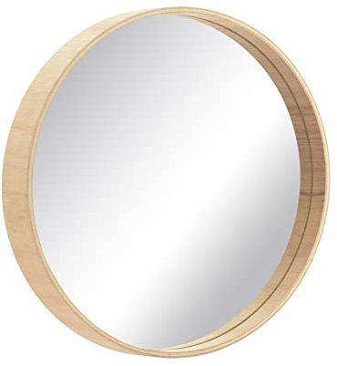 BD ART Thick Wand Spiegel Rund Spiegel 50 cm Naturholz Skandinavisch Boho Badezimmer dusche
