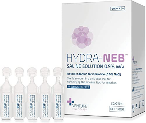 50ml Isotonic Saline Solution 0.9% NaCl - Inhalation Solution for Nebuliser – Reduce Mucus and Allergy Symptoms - Nebuliser Saline Solution for Humidyfing Airways