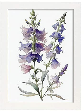 Nacnic Rittersporn 3 Poster im nordischen Stil. Botanik Illustrationen mit Blumen und Pflanzen im Wasserfarbe. Innenarchitektur und Dekoration. A3 weißen Rahmen.