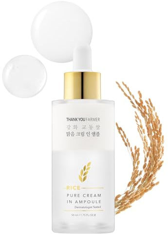 THANKYOU FARMER Rice Pure Cream In Ampoule 50ml - Korean Rice Cream & Serum mit Reisextrakt, Glass Skin Feuchtigkeitspflege