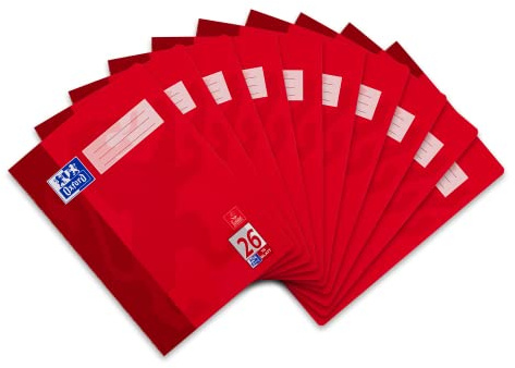 Oxford Schulheft A4, 16 Blatt, Lineatur 26, kariert, 10 Stück