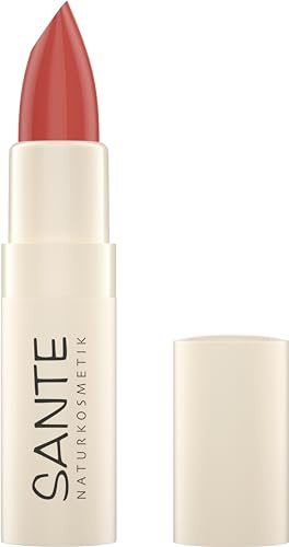 SANTE Naturkosmetik Moisture Lipstick 03 Rose Nude, pflegender Lippenstift mit Hyaluron, Plump Effekt und Sepilift, Lippenpflege für geschmeidige Lippen in zart-kühlem Rotton, 4,5g