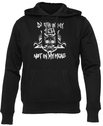 Newtee Métalleux Végétalien Sweat À Capuche Noir Unisexe Homme Femme